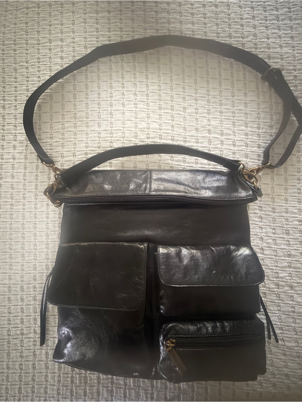 HOBO International Explorer Leather Bag – Convertible Shoulder/Crossbody – Black - Picture 8 of 16